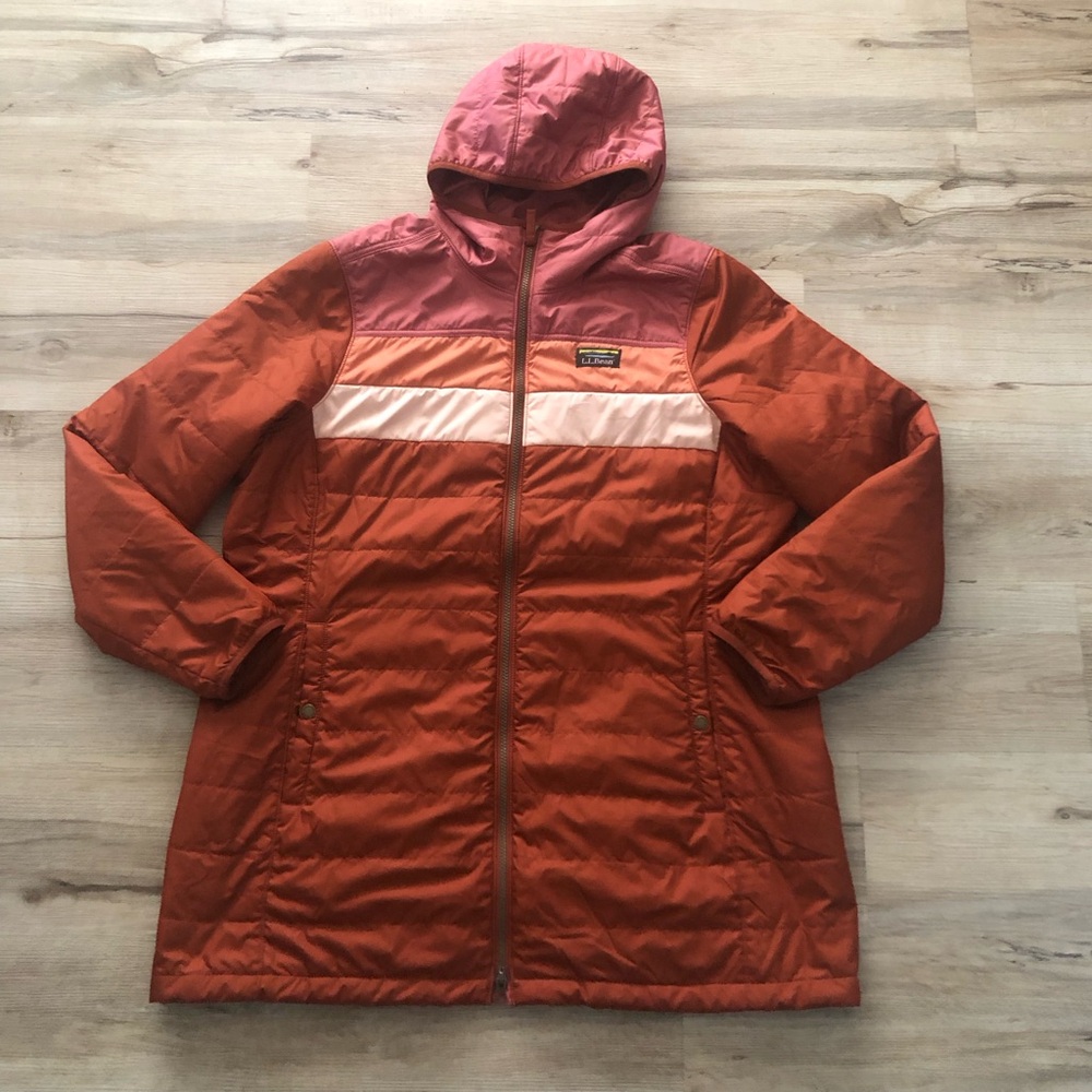 L.L. Bean Women's Orange and Pink Hooded Jacket